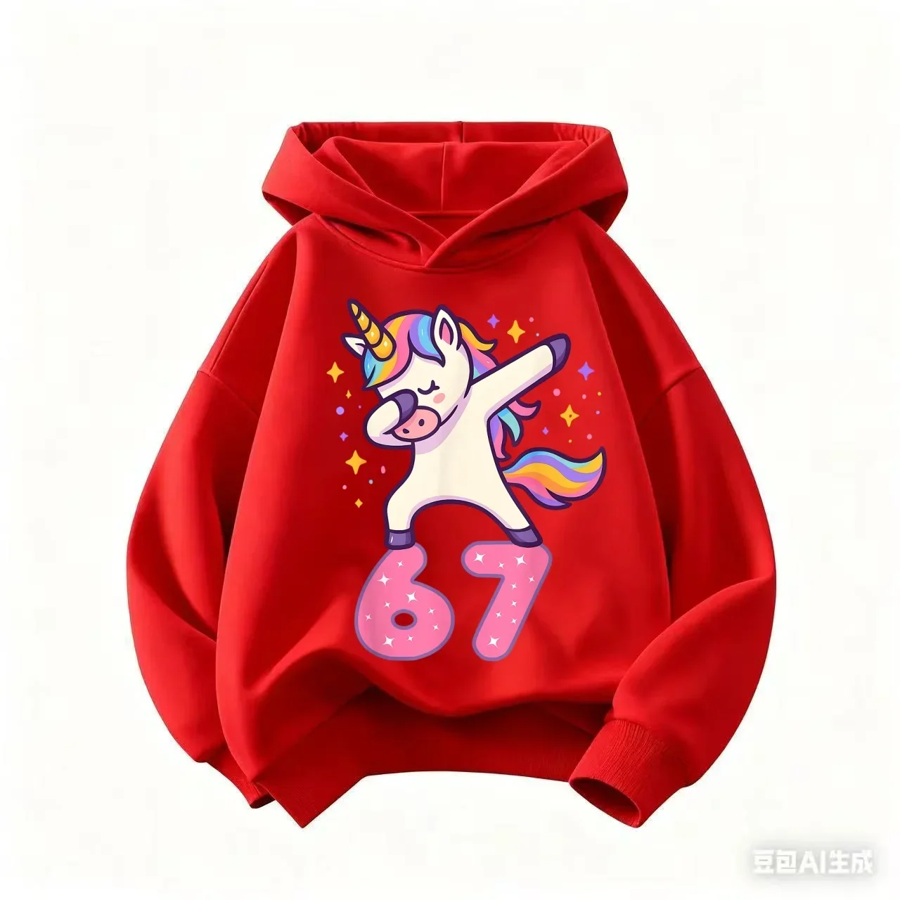 Einhorn-Hoodie für Kinder 67 Regenbogen Niedlicher Kawaii Cartoon Glitzernder Mädchen Lustiger Trendiger Oversized Lässiger Sport-Sweatshirt – Detail 5