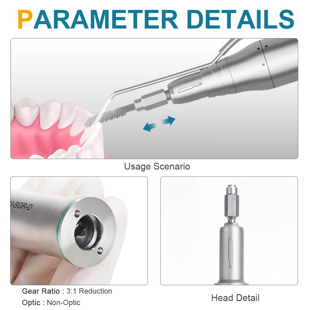 Dental Micro Saw Handpiece 3:1 Reduction 1.8mm Reciprocating/ 17° Oscillating /3° Sagittal With External Water Nozzle Non-Optic