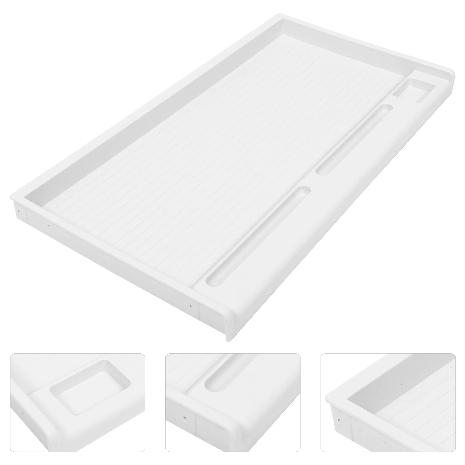 صينية تخزين لوحة المفاتيح نوع الدرج بلاستيك أبيض رمادي تحت مكتب منظم مكتب سطح المكتب لوحة المفاتيح صينية منزلق لتوفير المساحة #5