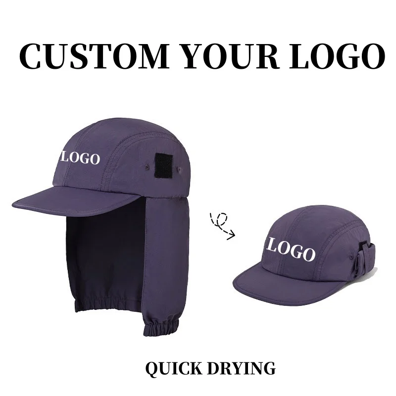 

Customized Outdoor Sun Protection Cap Cotton Sunscreen Fishing Hat Sun Visor Cap with Ear Neck Cover Hiking Touring Headwear