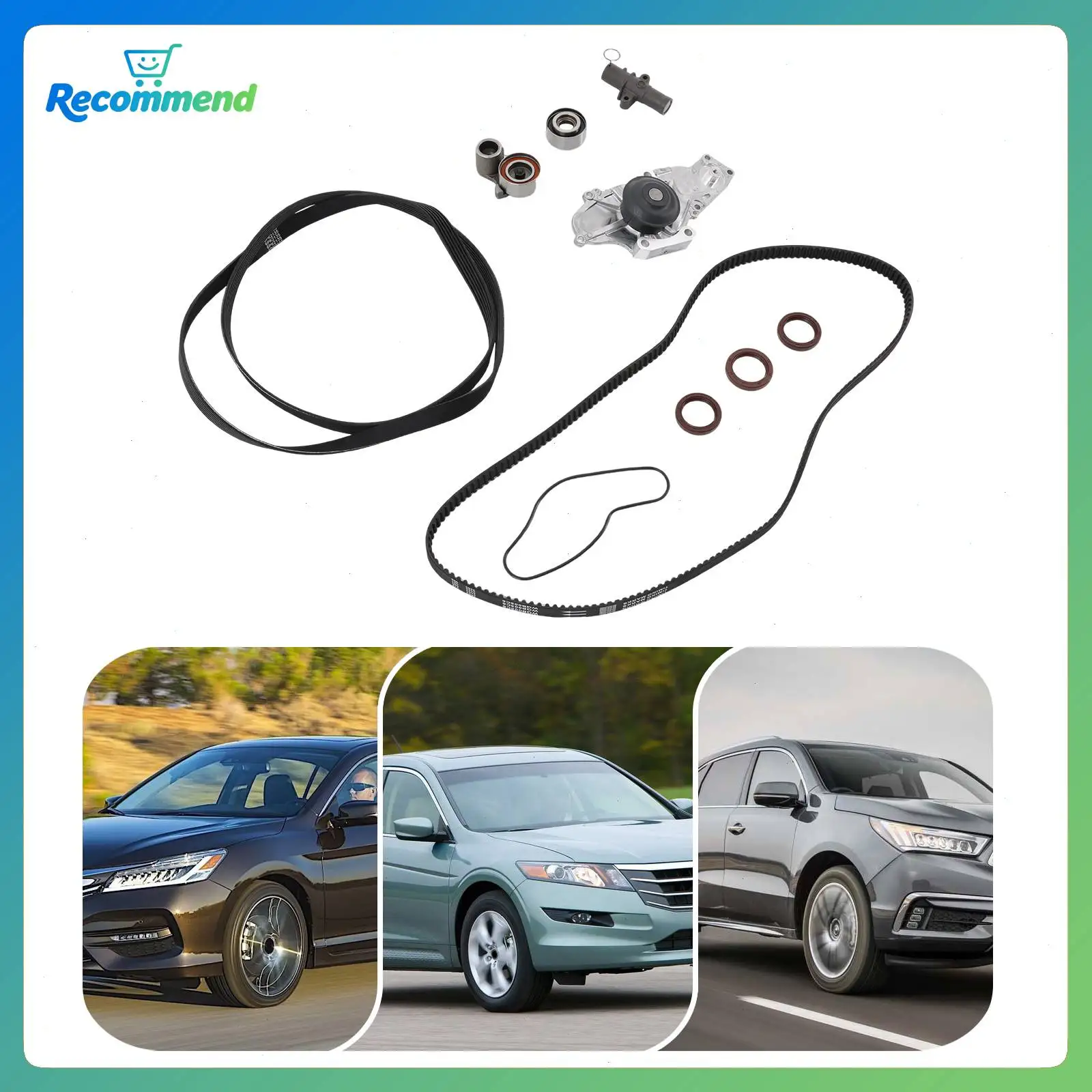 Timing Belt Kit with Water Pump, Hydraulic Tensioner, Idler Pulley, Seals & Serpentine Belt, Replacement for Honda Acura ,Saturn, Accord, Crosstour, Odyssey ,Pilot ,Ridgeline  3.0L 3.5L 3.7L V6 Engines