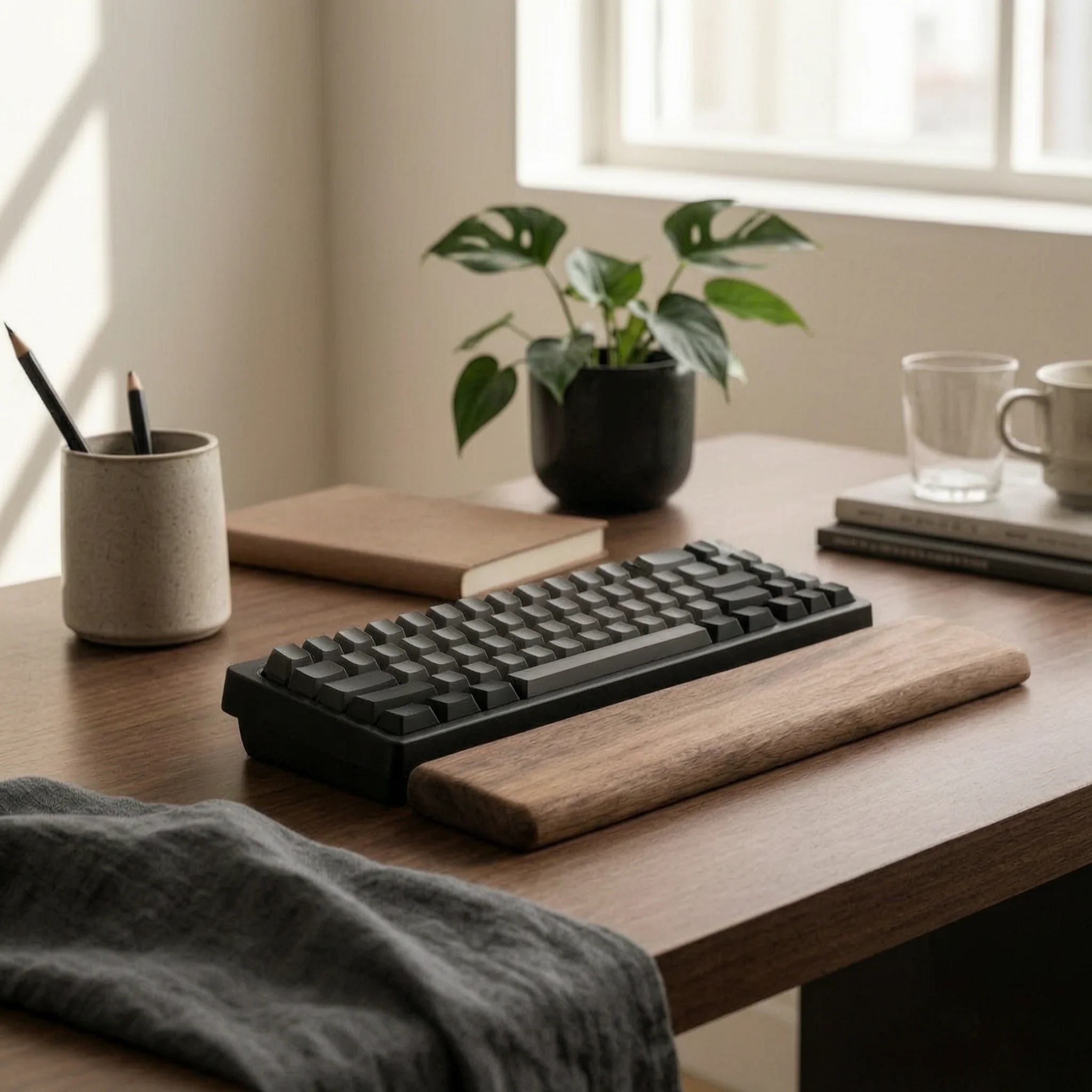 Keyboard Wrist Rest Rounded Edges Walnut Wrist Rest Hand Support Rectangular Workstation Gear Ergonomic