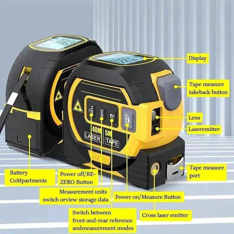 Imagem -04 - Medidor de Distância a Laser e Telêmetro Equipamento de Topografia Fita Métrica Fita Retrátil 40m 60m