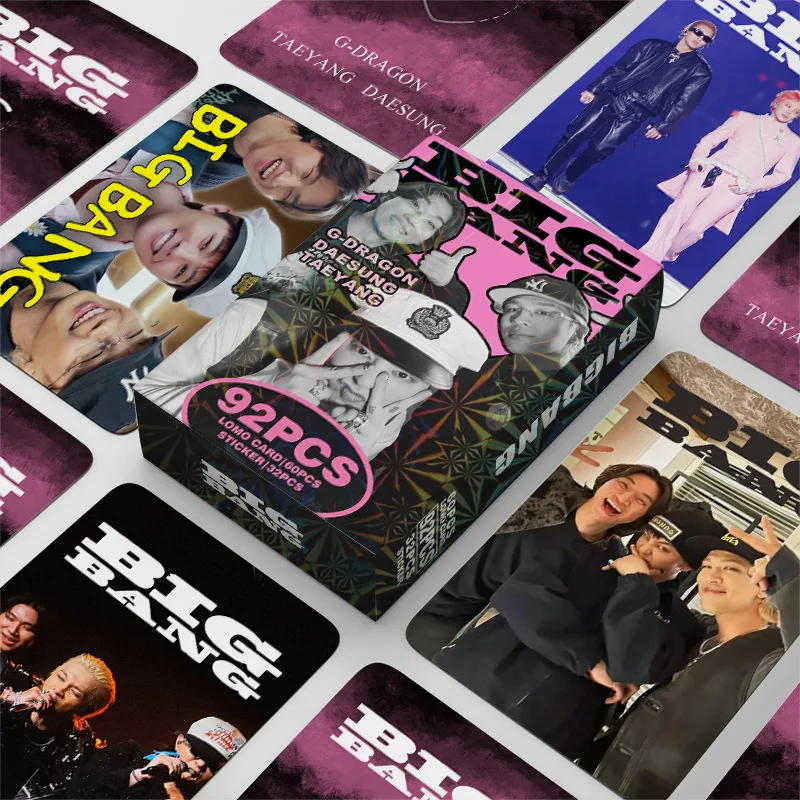 60+32pcs/G-Dragon Photo Card, Star Sticker Postcard, Fan Collection Card