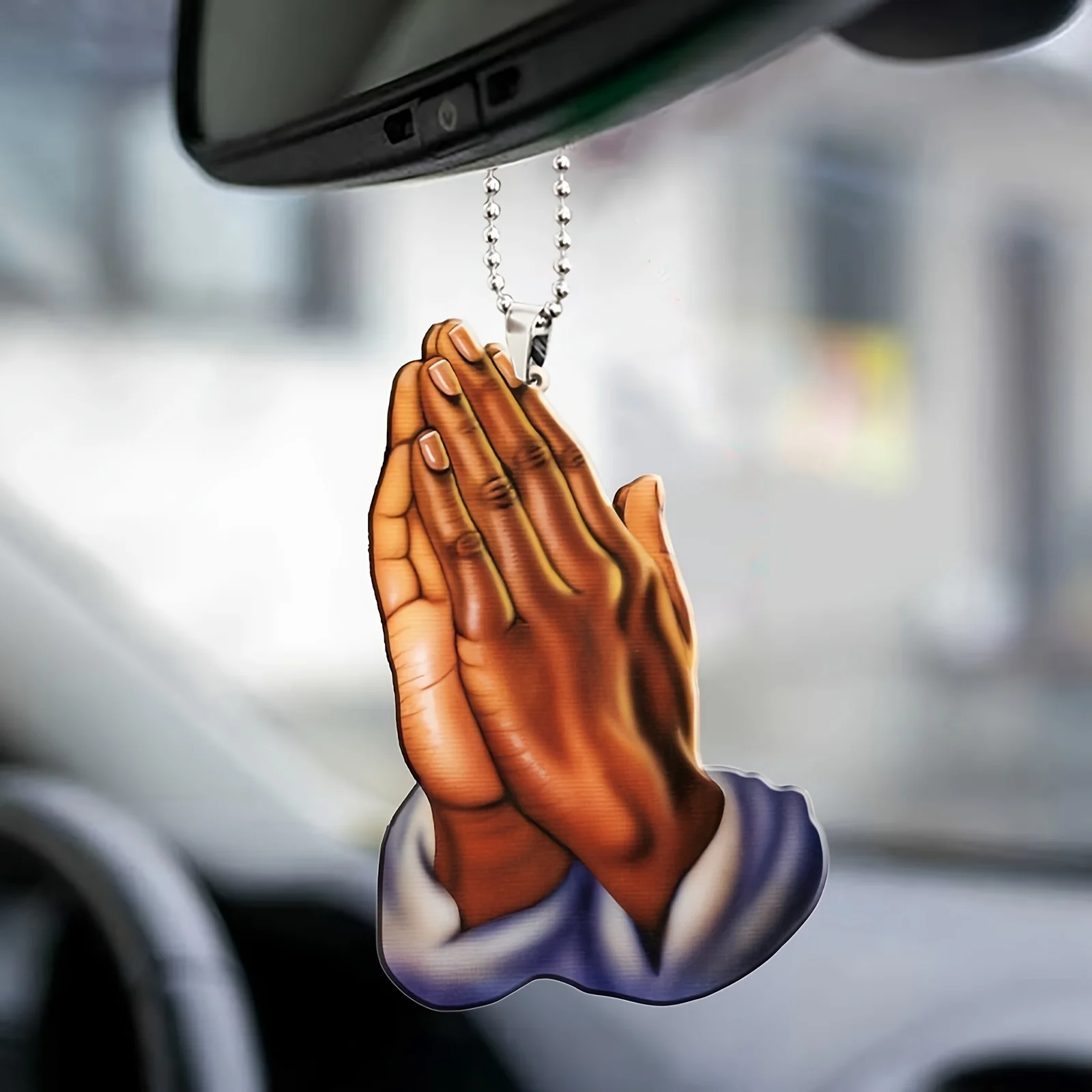 1 Jesus Prayer Hand Pendant 2D Christian Car Interior Rearview Mirror Pendant Car Pendant, Home Wall Decoration, Car Keychain