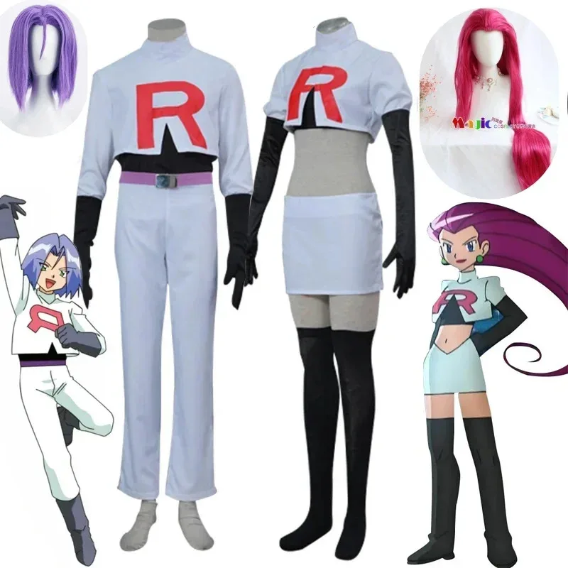 

Anime Cosplay Costume for Adult Rockets Team Jessie Musashi James Kojirou Halloween Cosplay Costume Full Set Game Accessories