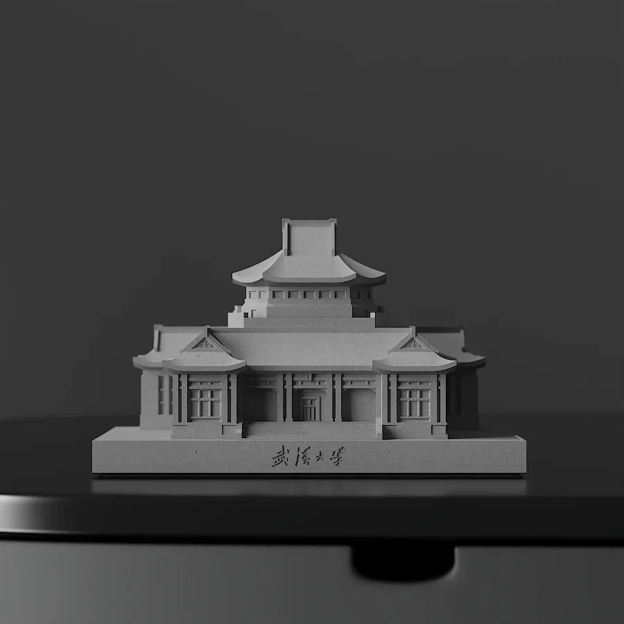 China University Wuhan University Old Library Traditional Chinese Architectural Style Concrete Building Model Ornament Gift