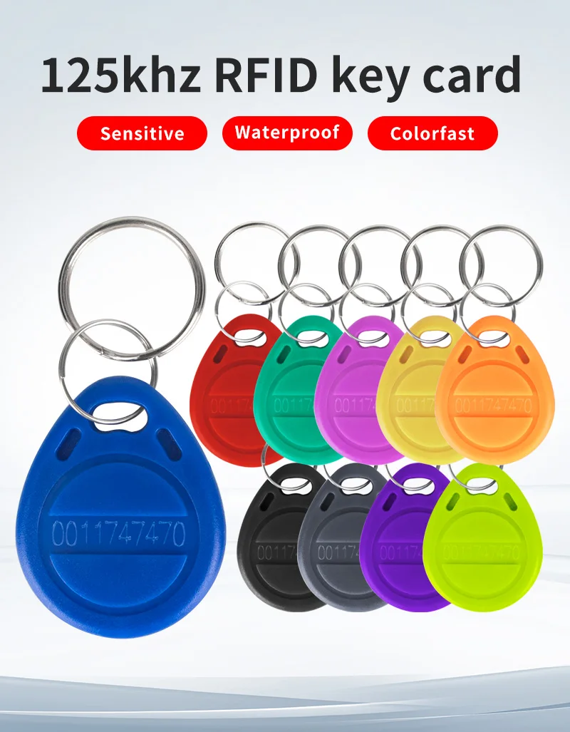 10Pcs 125KHz T5577 Keyfobs Rewritable Duplicate Tag 5200 Proximity Copy Access Control Card ID Token Ring RFID Cloner Keychain