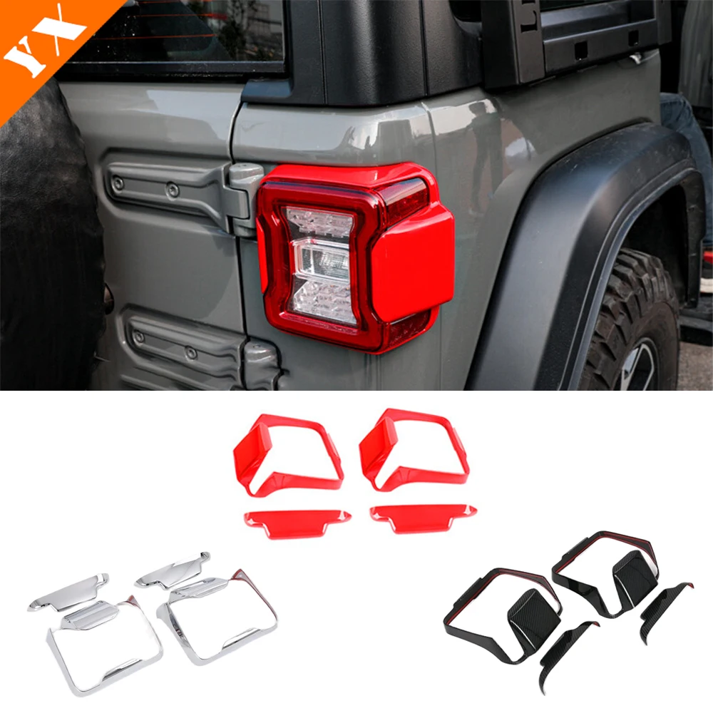 

Chrome Red Black Look Trim Car Rear Tail Light Lamp Decor Sticker Cover Garnish For Jeep Wrangler JL Accessories 2018-2021