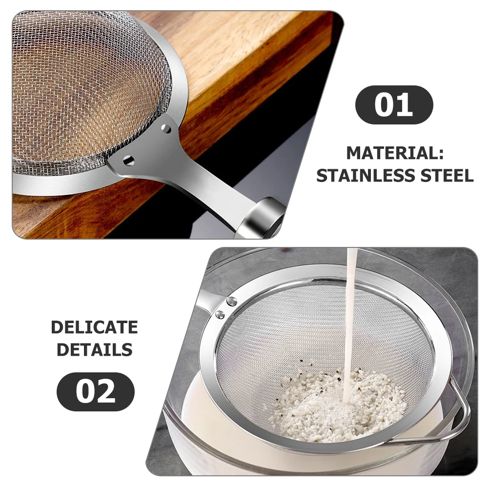 

2pcs Stainless Steel Fine Mesh Food Filtering Spoon For Juice Soy Milk Noodles Skimmer Ladle Colander Sieve Cooking Baking Sieve