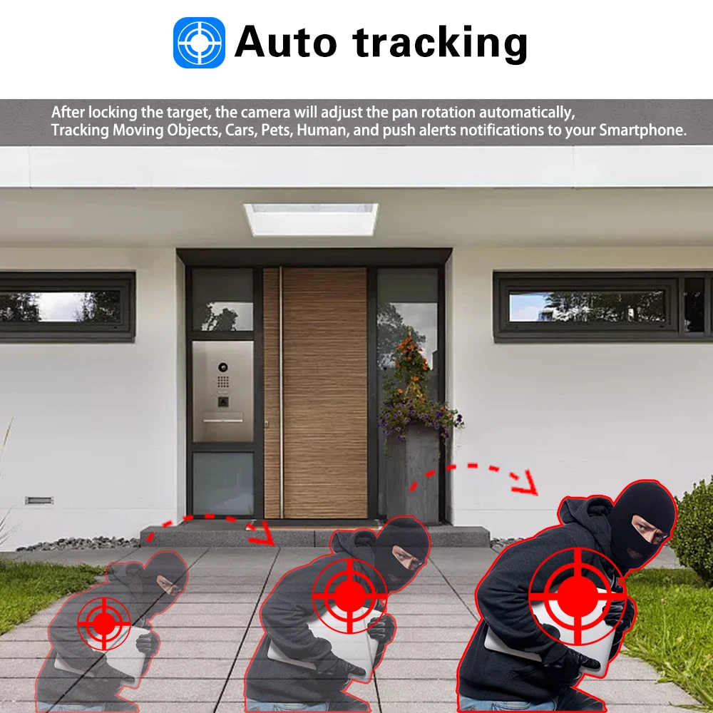 عدسة 15 ميجابكسل 3 3 شاشات فائقة الدقة مقاومة للماء 360 درجة °   كاميرا مراقبة PTZ iCSee Wifi مراقبة ذكية لاسلكية في الهواء الطلق CCTV