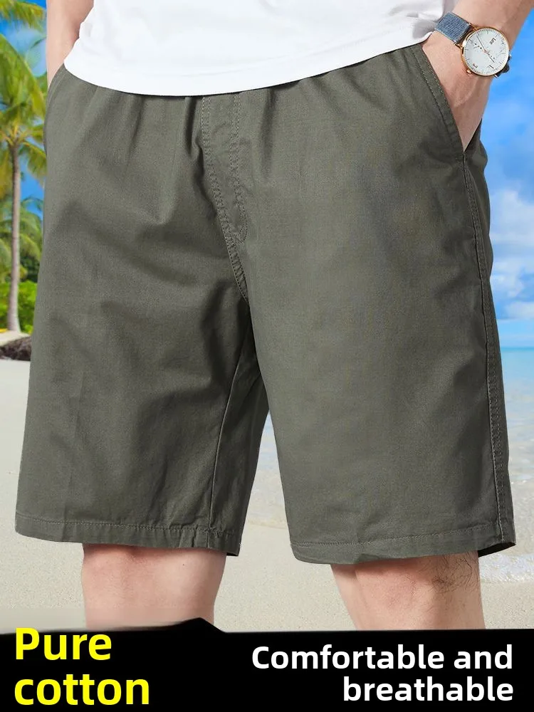 

Men's Summer New Pure Cotton Short Pants Straight Loose Large Size Outer Wear Large Pants Casual and Thin Cargo Shorts for Men