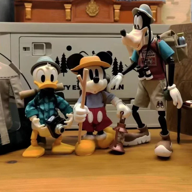 Disney Mickey Mouse Donald Duck Goofy City Escape Plan Camping Figure Toy Statue Joint mobility Model Collection Brithday Gifts