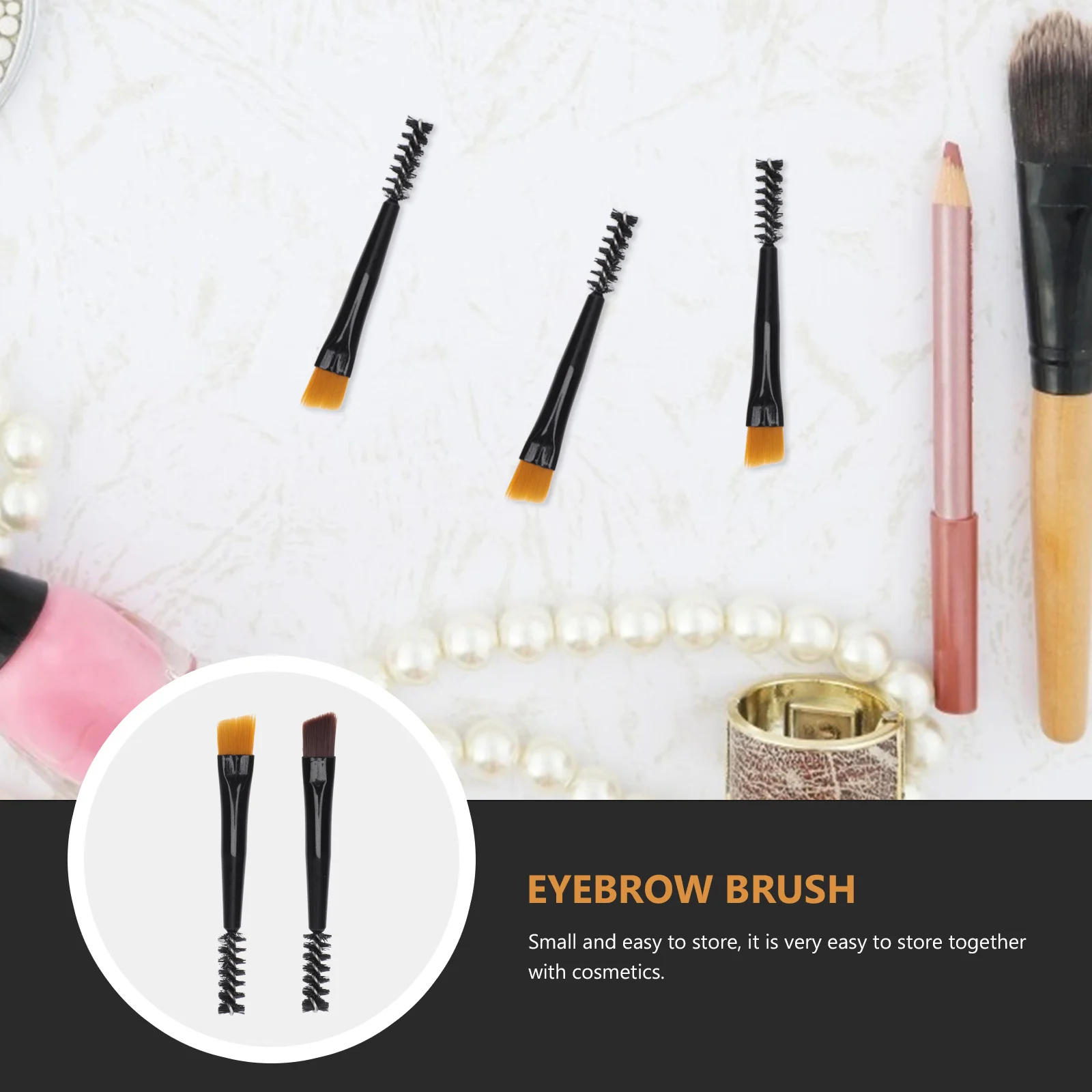 6 szt. Pędzli do brwi z podwójną końcówką, krótki uchwyt, mini grzebyk do przycinania brwi, narzędzie kosmetyczne do rzęs, pędzel do makijażu