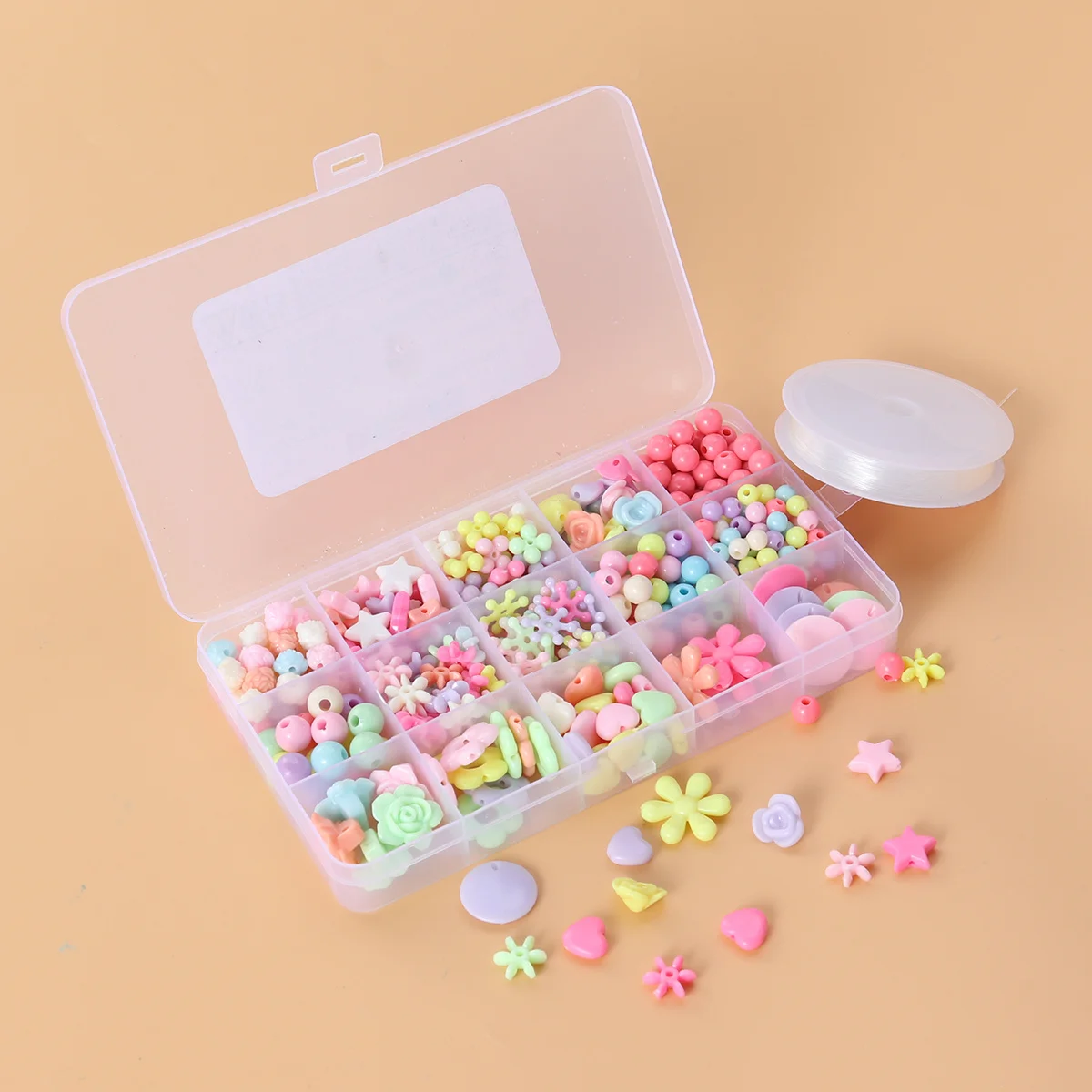 

330Pcs Children DIY Acrylic Beads Set 13 Colors Puzzle Bracelet Necklace Hair Clasp Educational Beads Activity