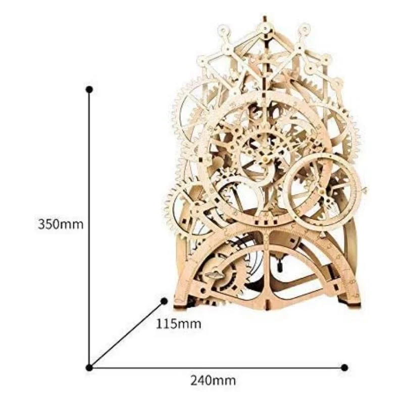 Robotime rookr pêndulo relógio diy 3d quebra-cabeça de madeira decoração de mesa presente para homens mulheres melhor presente de natal