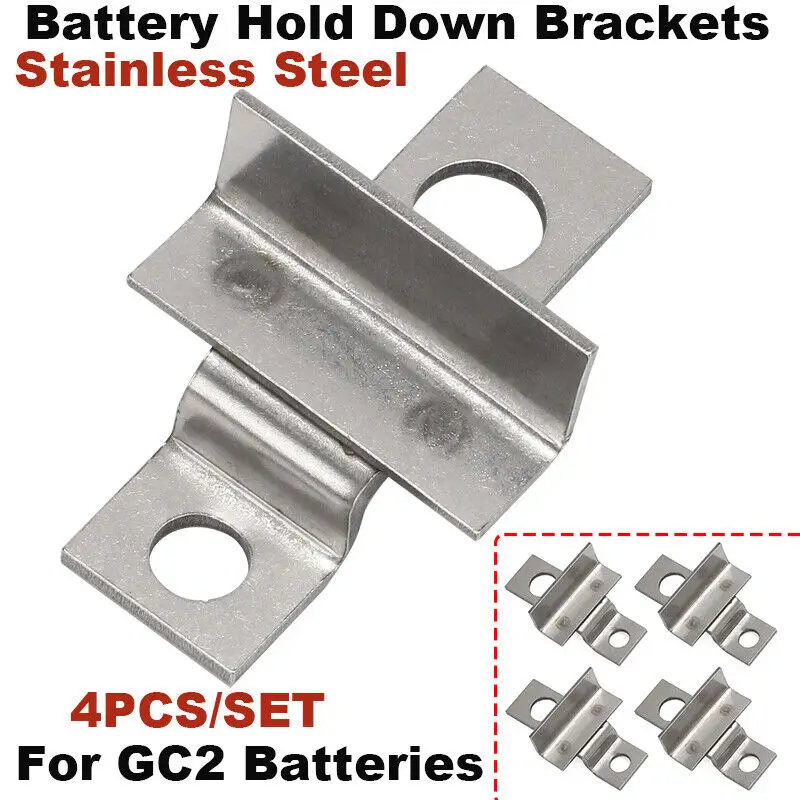 

4PCS Battery Hold Down Brackets - 6 Volt RV - Fits GC2 Battery's Clips Stainless