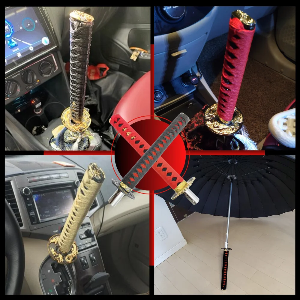 Gear Shift Knob Samurai Sword Katana Manual Stick AT MT Car Universal Custom Shifter Lever Head Screw-in Car Parts