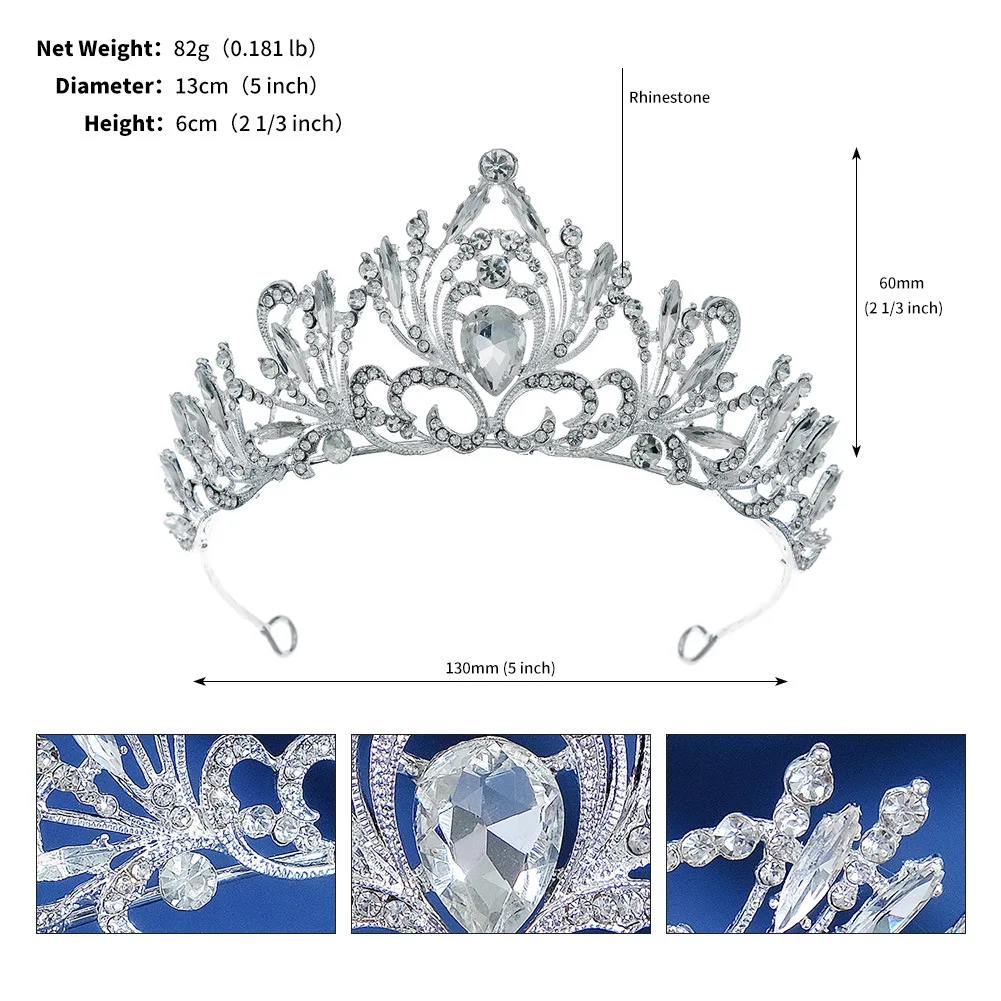 Fashion Elegant Korean Girls Crystal Tiara Crown For Women Party Wedding Princess Rhinestone Bridal Crown Hair Jewelry