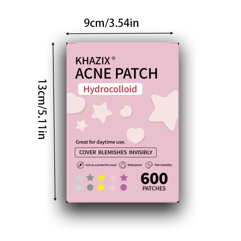 5 ألوان من رقعات البثور على شكل نجمة للوجه الغروانية المائية، 600 رقعة، رقعة حب الشباب الغروانية المائية، رقعة بثرة على شكل نجمة لطيفة #3