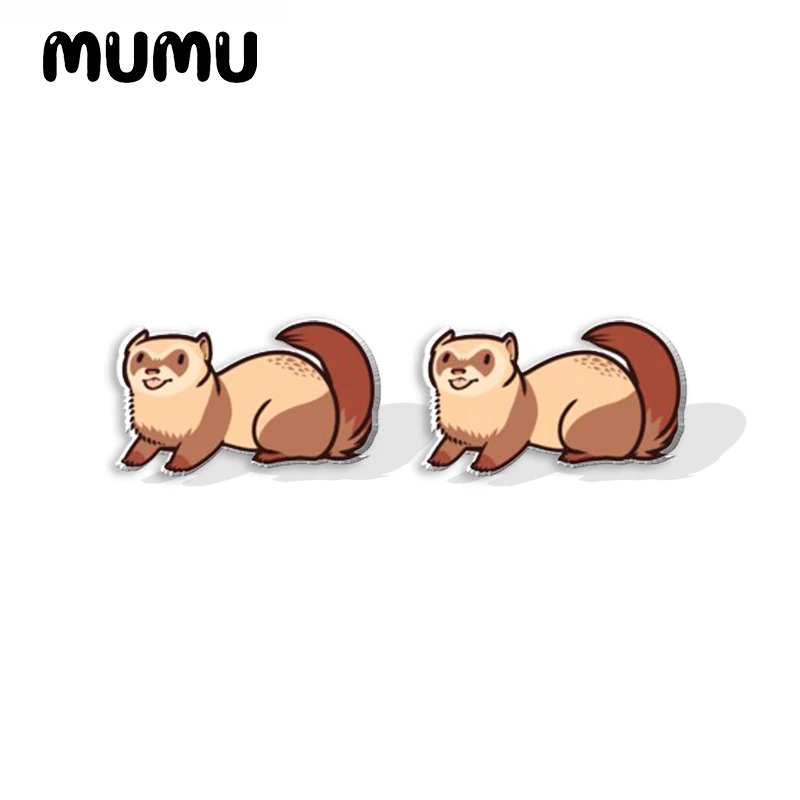 2023 New Kawaii Ferret Acrylic Stud Earring Animal Handmade Earrings Resin Epoxy Jewelry Gifts Friend