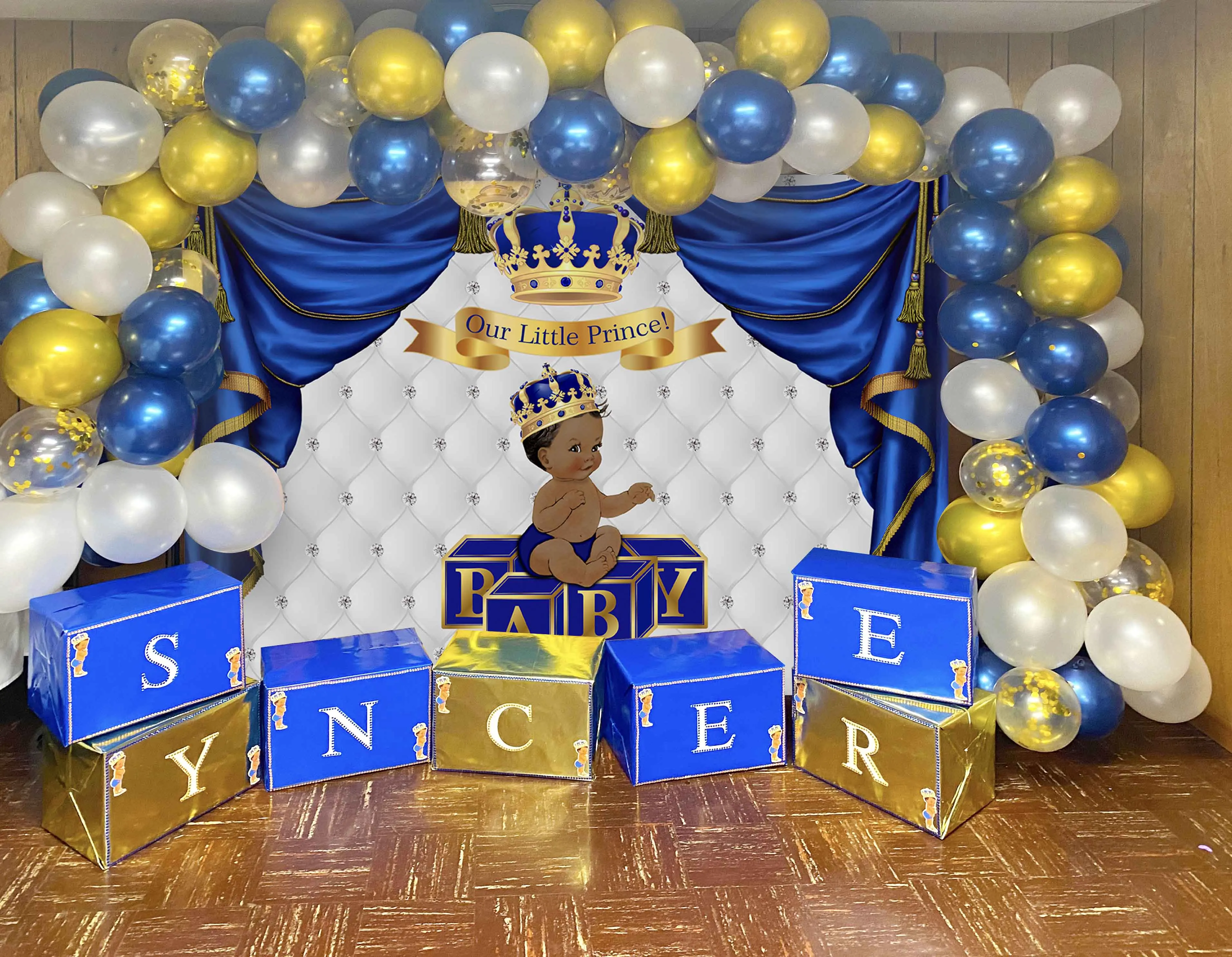 Mocsicka Royal Little Prince Photography Background Crown Decoration Studio Props Baby Shower Photo Backdrop Custom Banner