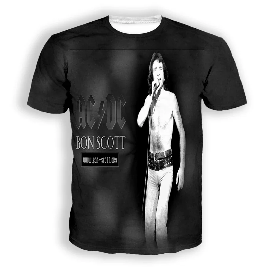 Classic Rock Lead Singer Bon Scott 3D Print Casual Men/Women\'s Hip Hop Short-sleeve Kids T-Shirt Harajuku Styles Unisex Clothes