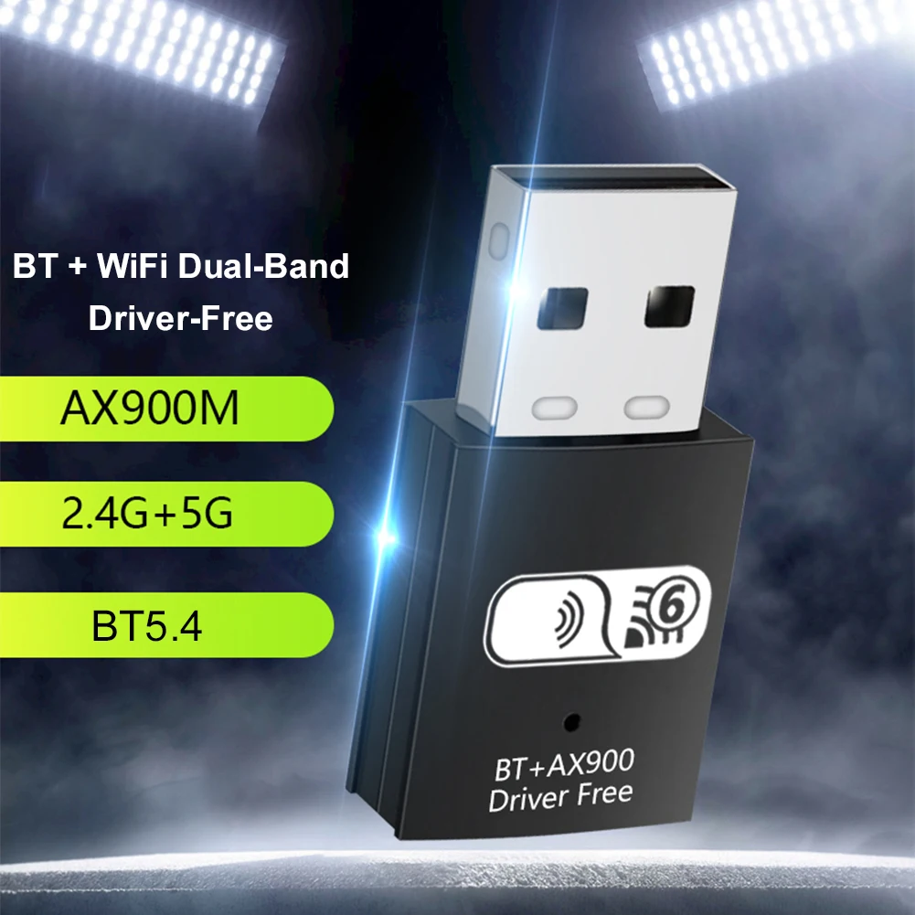 

USB-адаптер Wi-Fi 6 со скоростью 900 Мбит/с, Bluetooth 5.3, беспроводная сетевая карта, антенна Wi-Fi 2,4G и 5 ГГц, USB для ПК/ноутбука, Win10/11, без драйверов