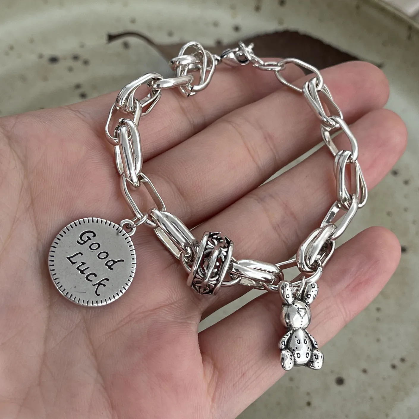 925 فضة أساور للنساء الرجال سلسلة اكسسوارات الاتجاه خمر أرنب قلادة مجوهرات الحفلات هدية