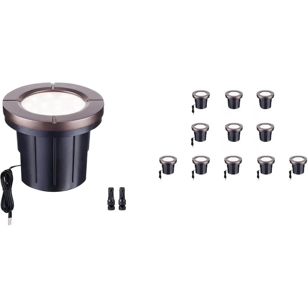 

12V Outdoor LED Landscape Lights, IP67 Waterproof, Open Top, 6W, 580LM, 12 Pack for Driveways and Gardens