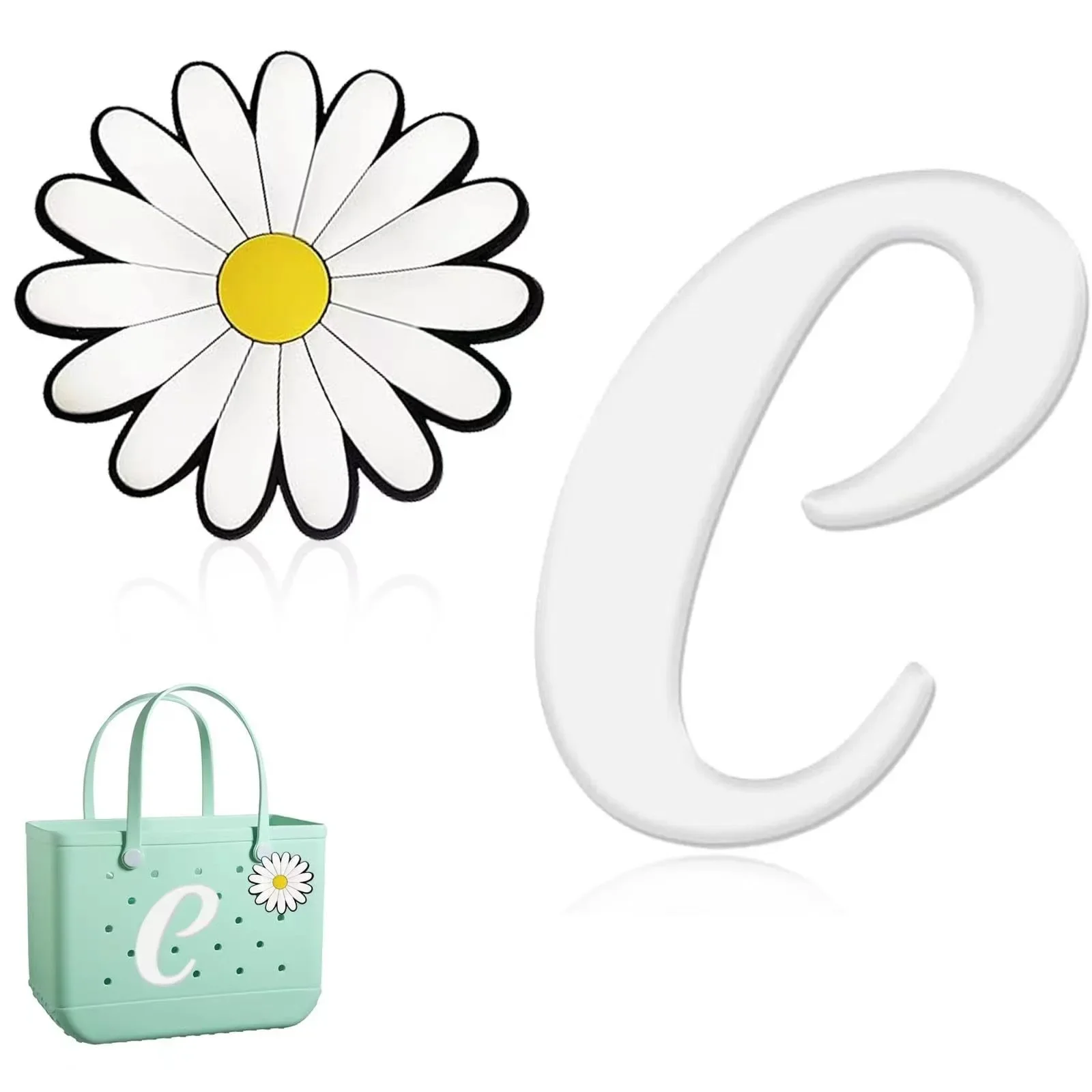 Weißer Buchstabe plus Blume 2-teiliges Set geeignet für Strand tasche Zubehör römischer Brief dekorative Brief Strand tasche