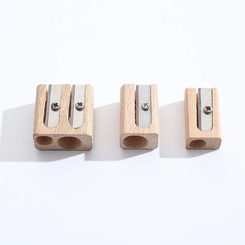 Wooden Pencil Sharpener Single Hole DoubleHole Portable Mini Wood Pen Sharpener Eco-friendly Stationery Office School Supplies