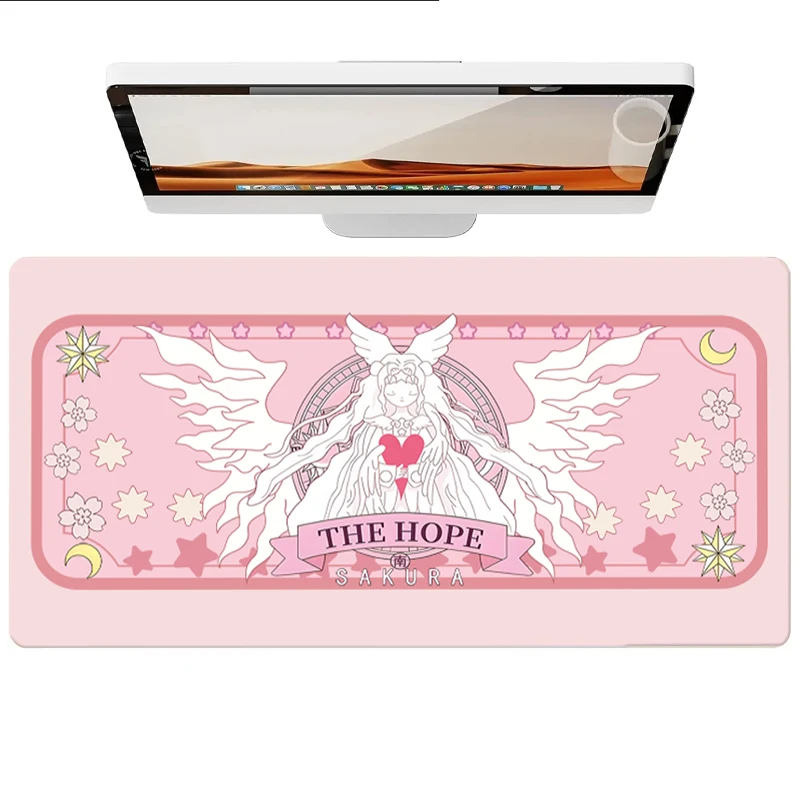 Pink Hope Goddess PU Leather Desk Pad Mouse Protector Non-Slip Large Mouse Pad Home &Office Desk Mat PU Leather Laptop Desk Pad