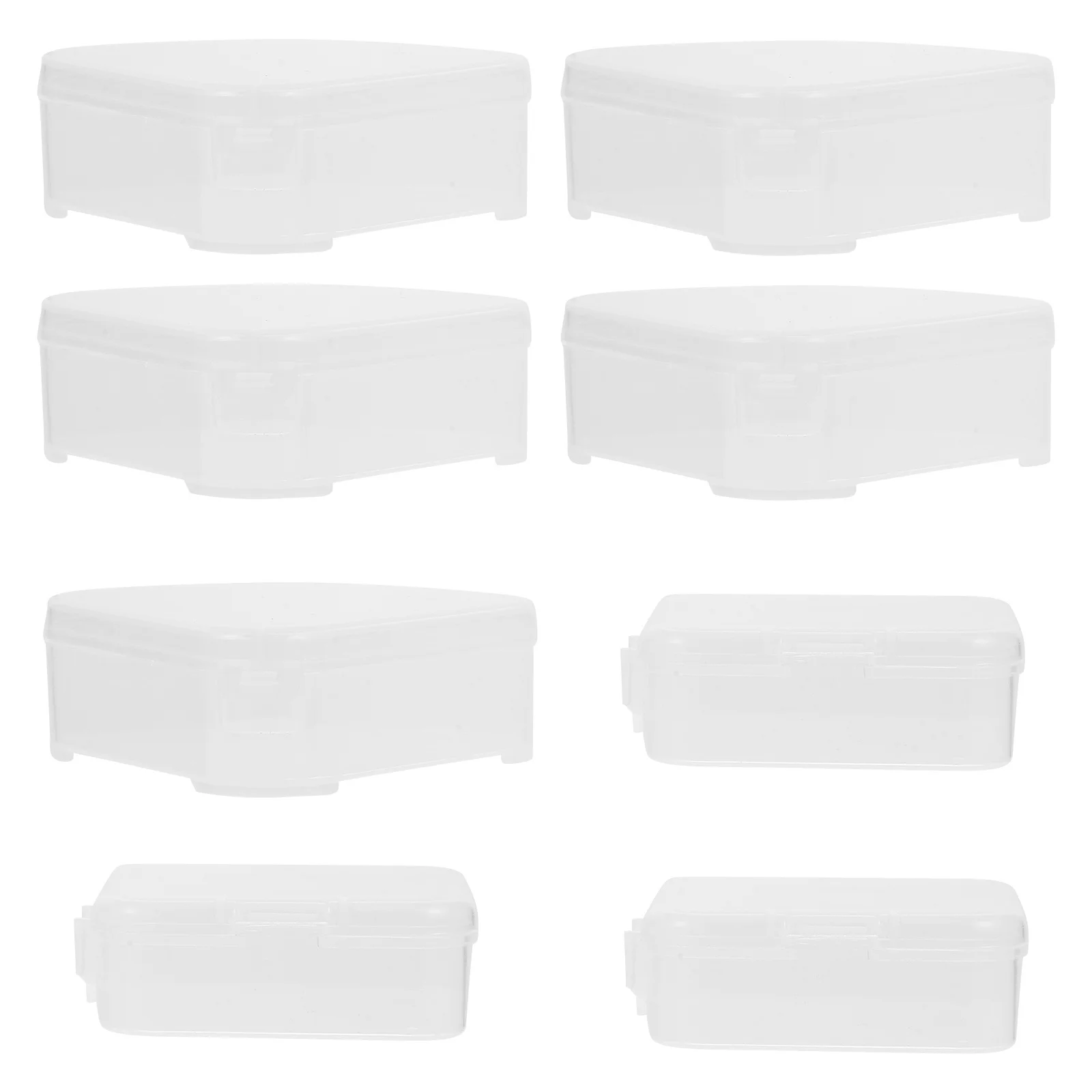 

8 pcs Powder Puff Box Small Makeup Sponge Storage Holder Transparent Plastic Case For Travel Home Use Triangular Square