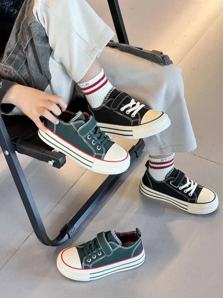 2026 Autumn Kids Canvas Sneakers Low Cut Breathable Casual Shoes for Boys Girls Big Kids Size Unisex Parent Child Sports Shoes