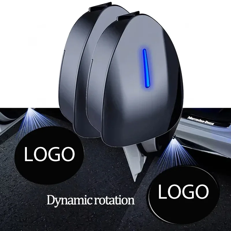 

1/2 шт. настраиваемый светодиодный проектор с динамическим вращением, лазерный логотип, призрачная теневая лампа, дверь автомобиля, приветственный свет, стиль