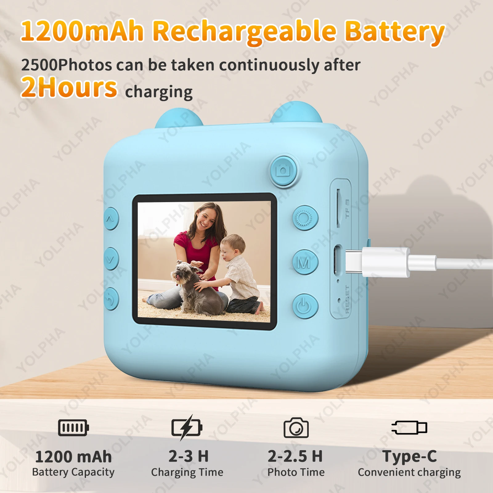 كاميرا أطفال طباعة فورية، كاميرا طباعة فورية عالية الدقة للأطفال، كاميرا رقمية لصور السيلفي للأطفال الأولاد والبنات هدايا ألعاب مثالية للأطفال #3