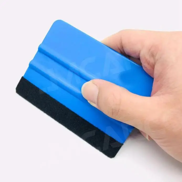 Auto Styling Vinyl Carbon Fiber Window Ice Remover Cleaning Wash Car Scraper With Felt Squeegee Tool Film Wrapping 1 PCS