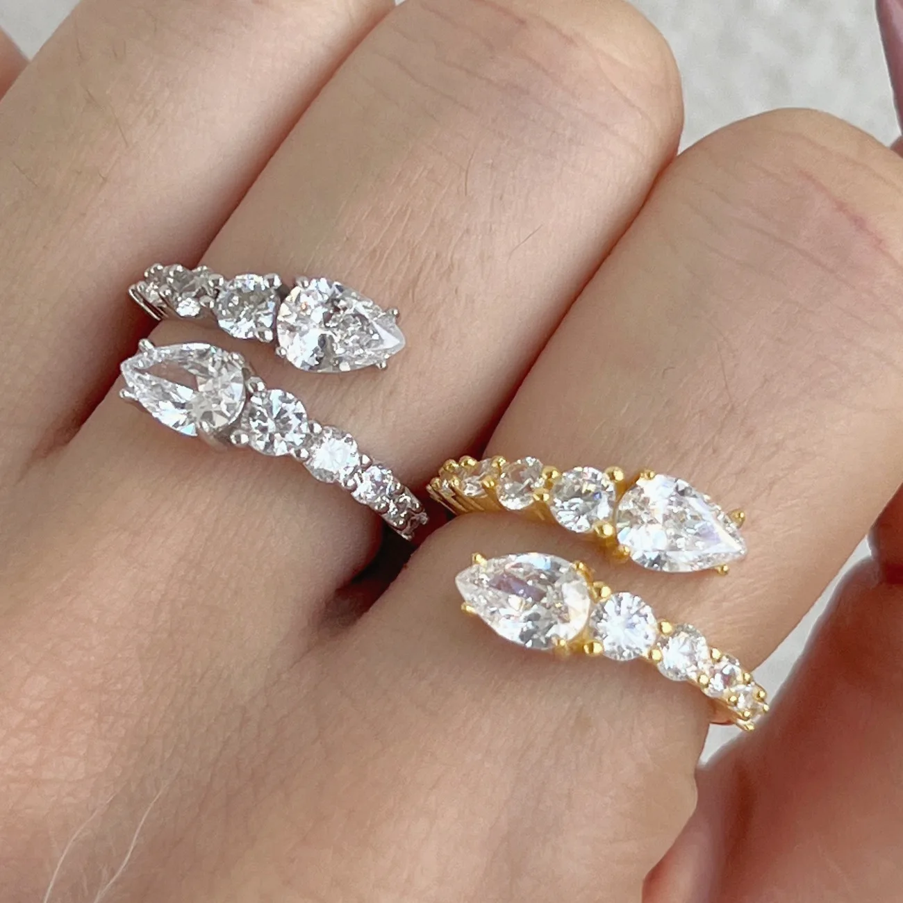 

925 Sterling Silver Ring Women's Zirconia Jewelry Snake Fashion High Quality Jewelry Gold Adjustable Engagement Ring Gifts Women