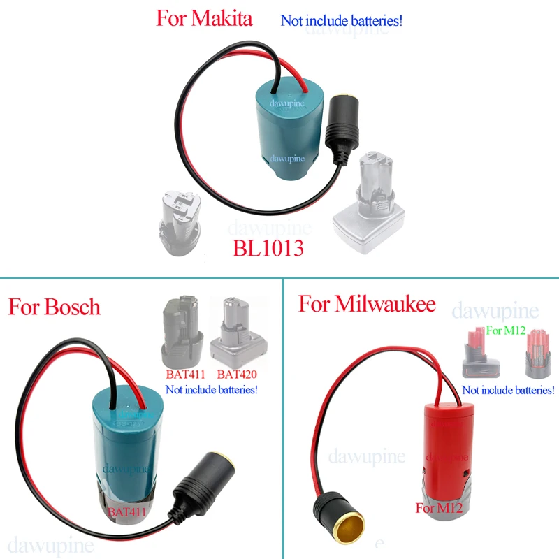 Lithium Battery Charging Case Car Cigarette Lighter Adapter For Makita BL1013 For Bosch BAT411 For Milwaukee For M12 12V Tools