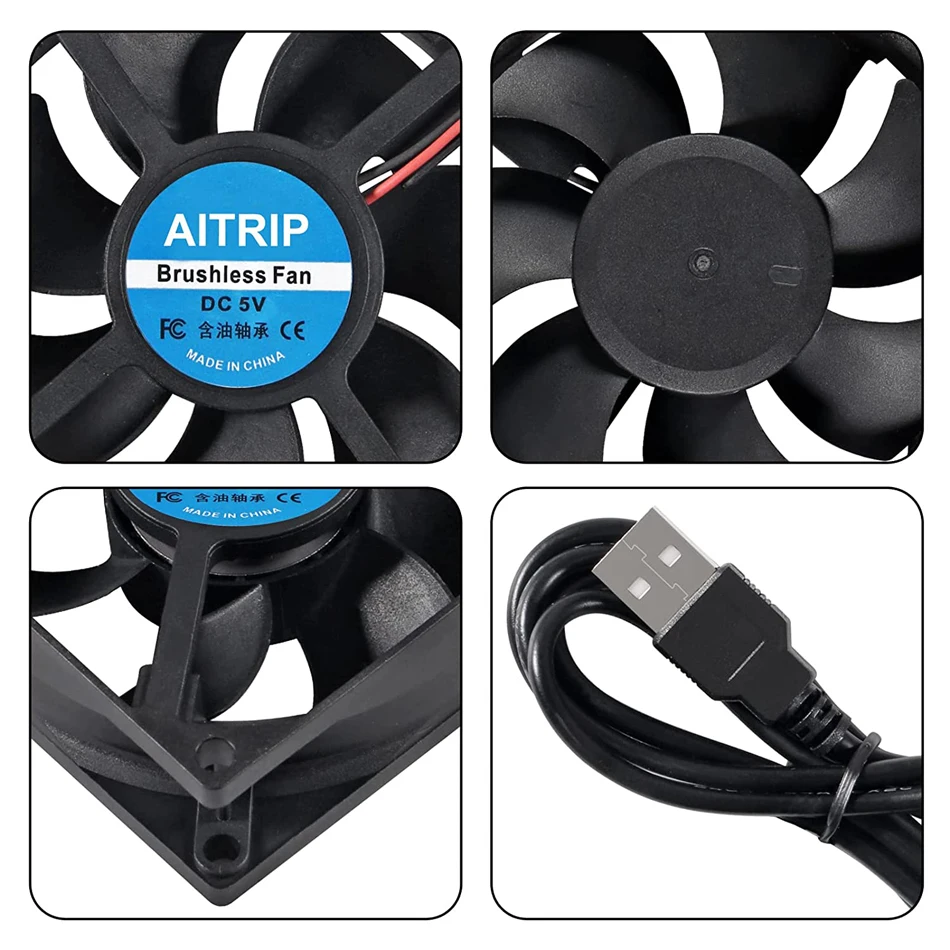 80mm USB Fan 5V Brushless 8025 80x25mm for Cooling DIY PC Computer Case 3D Printer CPU Coolers Radiators