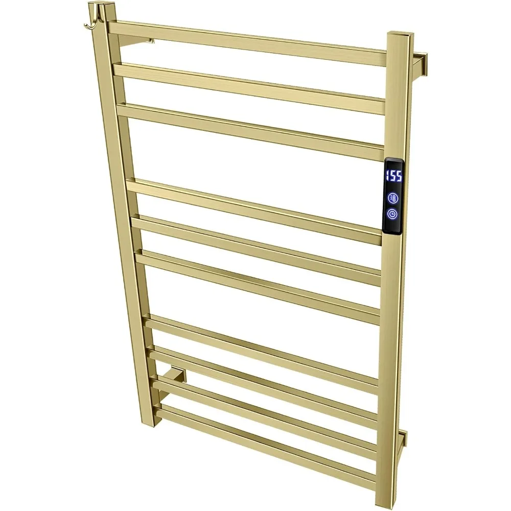 Towel Warmer Rack for Bathroom with Timer/Fahrenheit Temperature Control Wall Mounted Electric Heated Keep Towel Warming (Gold)