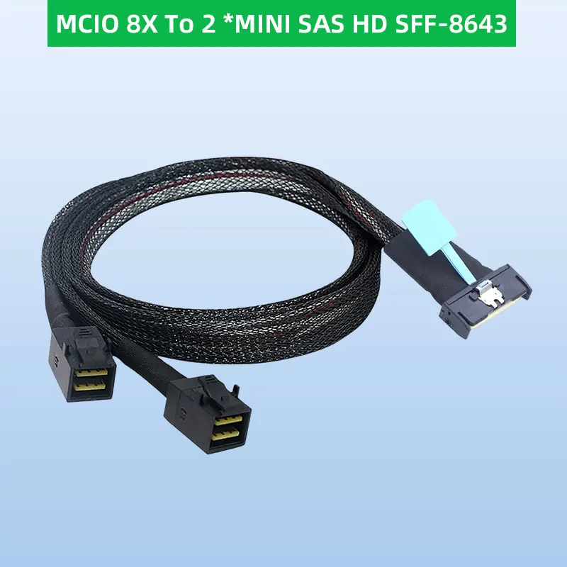 

ADT-Link PCI-E Gen5 MCIO 8X-2 *MINI SAS HD SFF-8643 Высокоскоростной серверный адаптер-удлинитель Длина кабеля Дополнительно 0,5 м 1 м