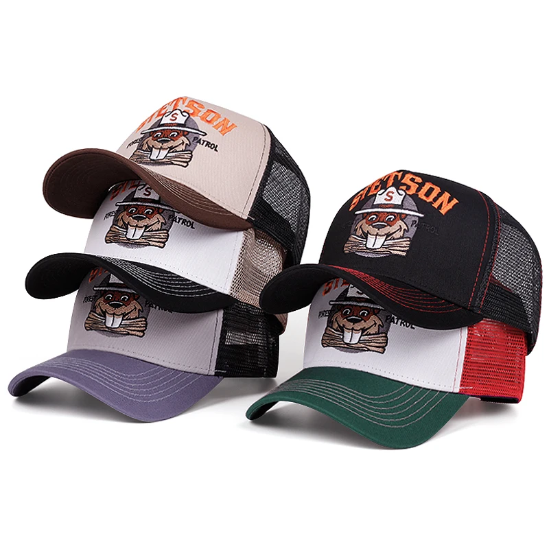 2025 Creative New Breathable Mesh Hat STETSON Fox Embroidery Truck Hat Street Hip Hop Hat Outdoor Sunshade Baseball Hat Unisex