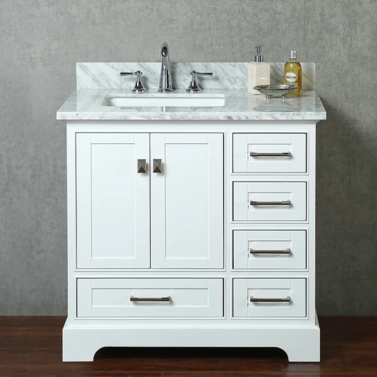 

36inch White Bathroom Vanity Cheap European Style Modern Bathroom Storage Cabinet Vanity Units