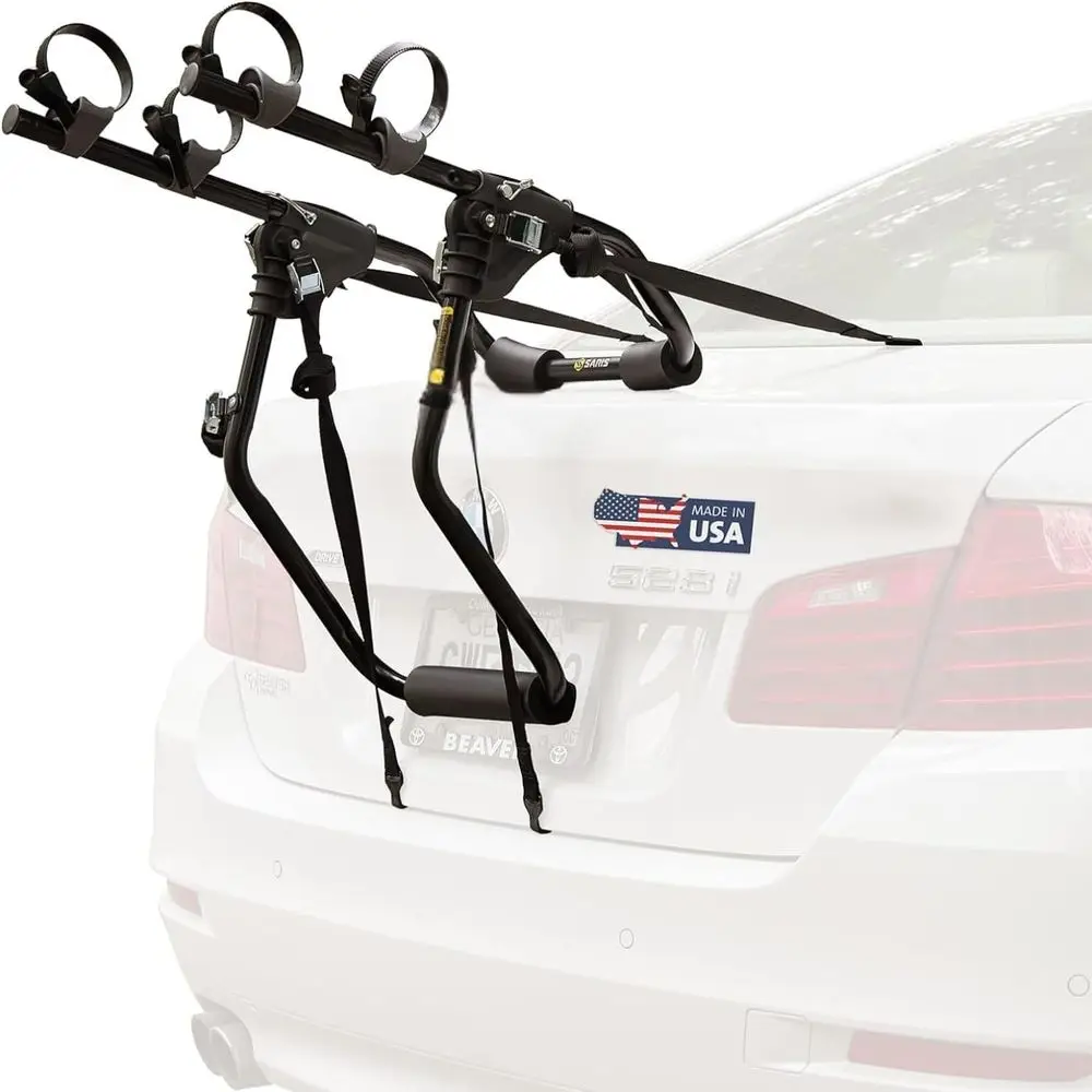 No-Hitch Bike Carrier for Cars, Sedans, SUVs, Vans - Foldable Steel, Easy Install, Made in USA, 35 lbs Capacity
