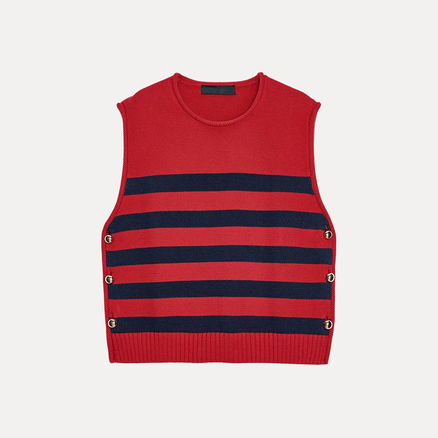 Z Women's Knitted Vest Top Faion Side Button Design Casual Sle Outerwear Regular Length Button Closure Daily Wear