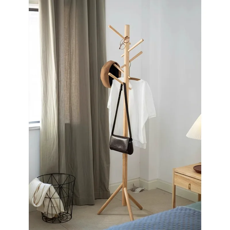 Solid Wood Hanger, Floor to Ceiling Entry, Hat Rack, White Wax Wood, Bedroom Corner Foyer, Household Entrance