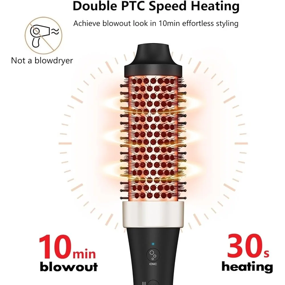 Ionic Heated Curling Brush 1.5 Inch Thermal Hair Styler with Dual Voltage Auto Shut Off Fast Heat Ceramic Tourmaline