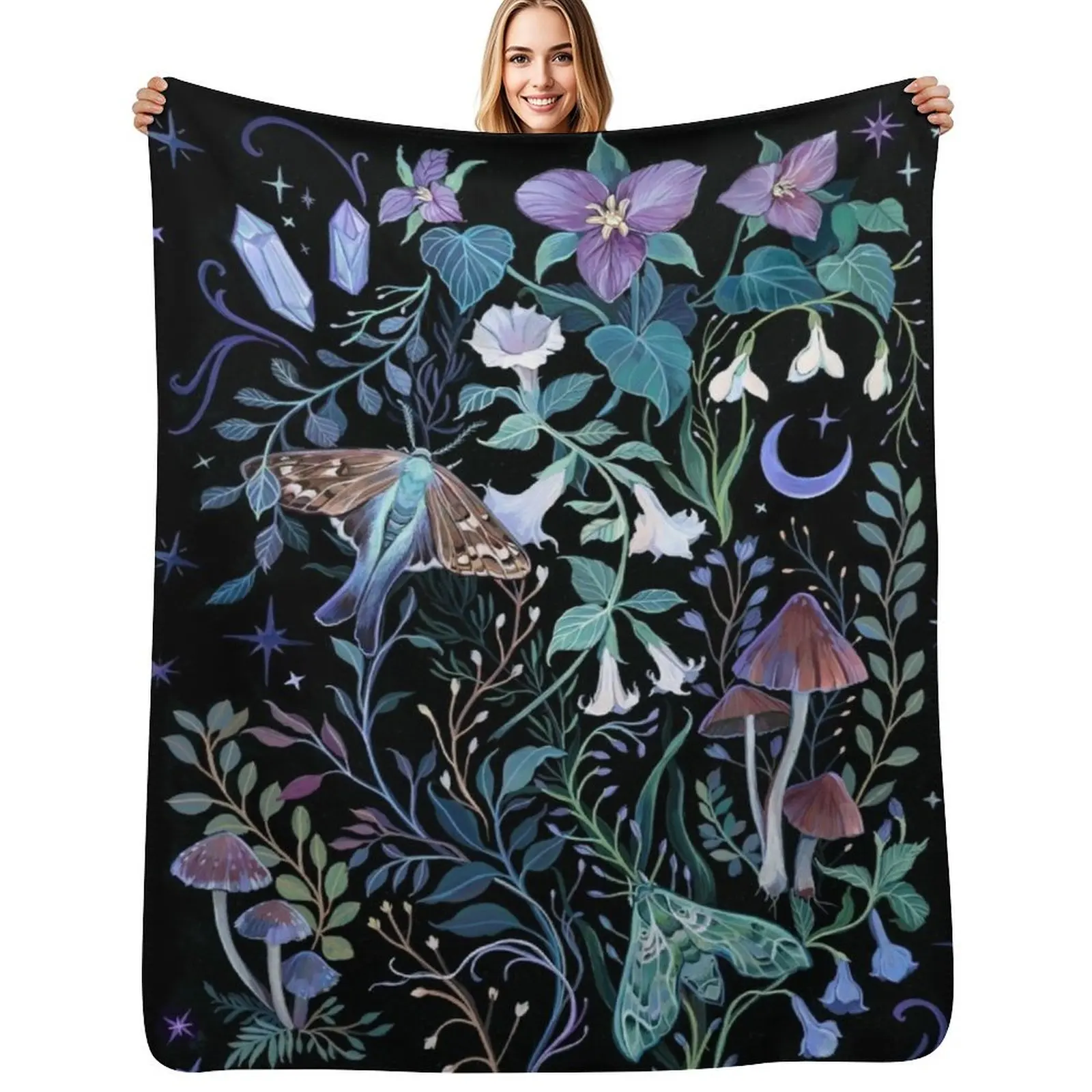 Night Garden Moth Throw Blanket blankets and throws Blankets For Baby Summer Beddings Plaid Designers Sofa Throw Blankets